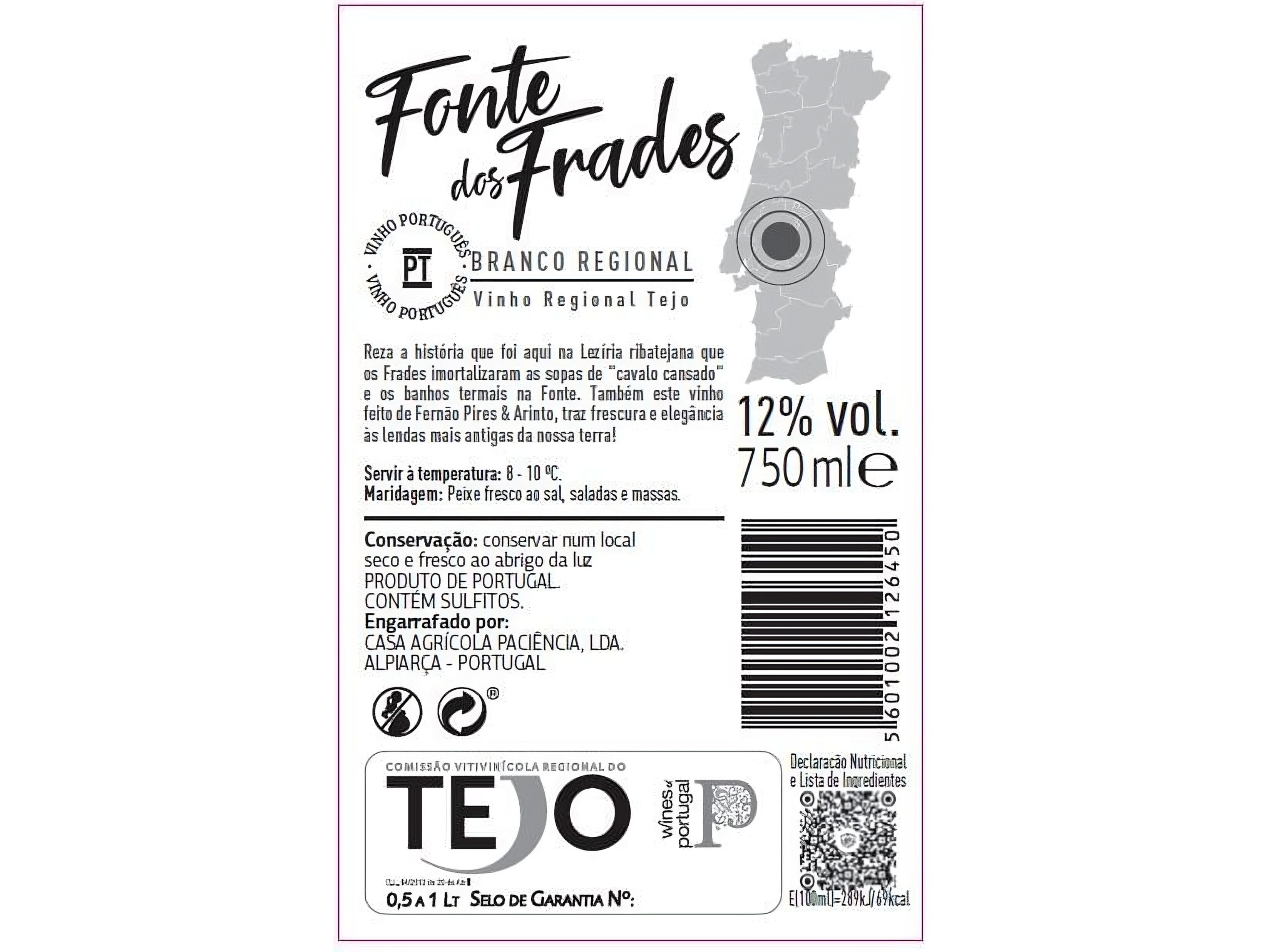 VINHO BRANCO FONTE DOS FRADES TEJO 0.75L image number 1