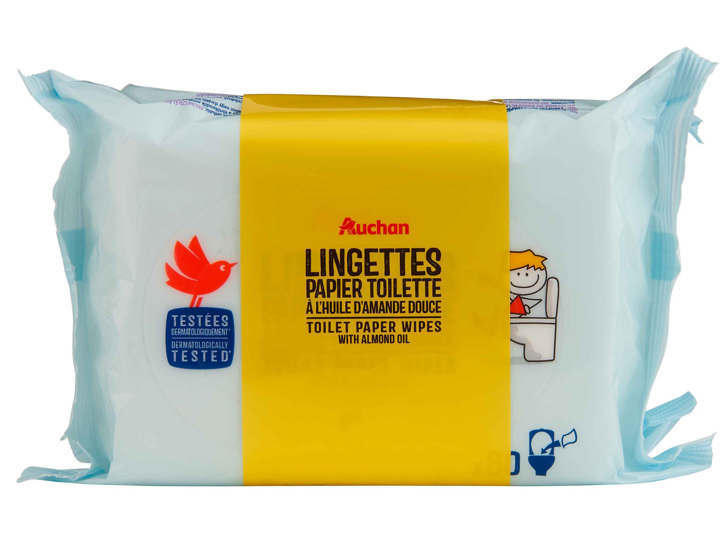 PAPEL HIGI&Eacute;NICO AUCHAN KIDS H&Uacute;MIDO (2X60UN) 120UN image number 0