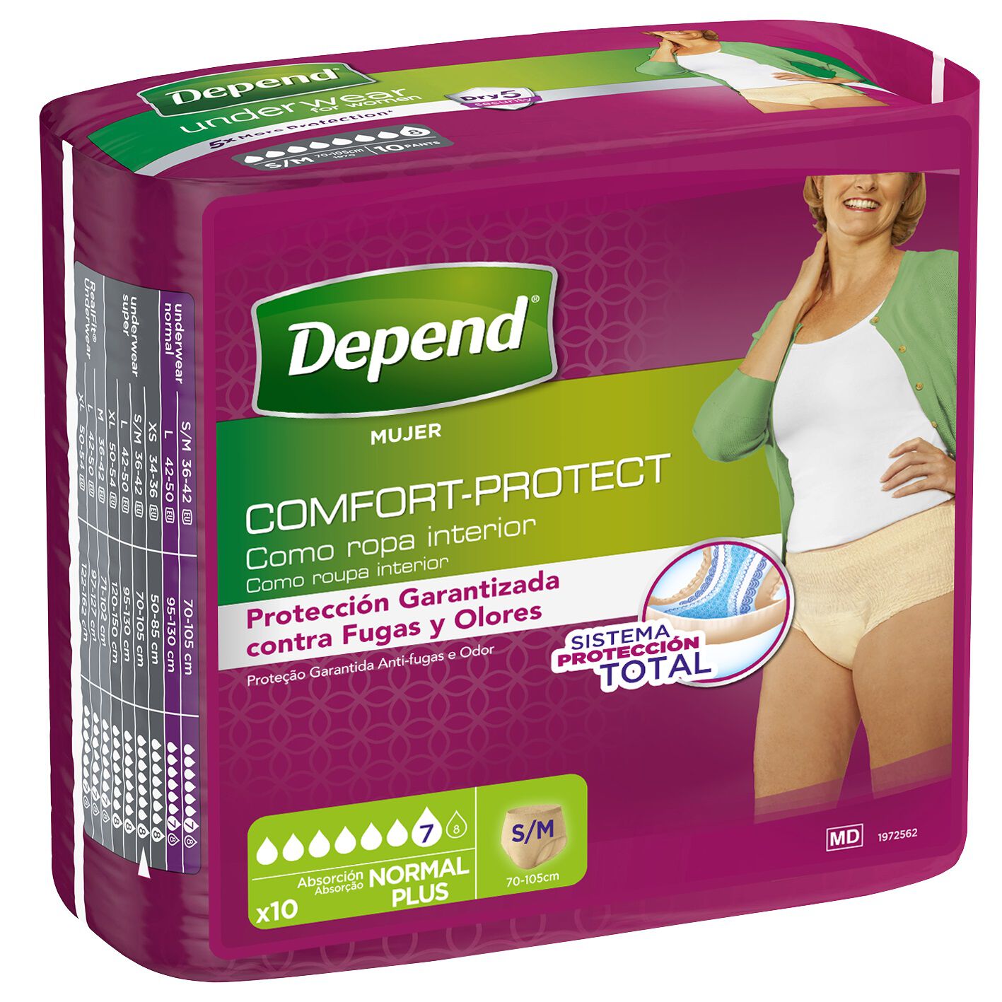 Cuecas Incontin&ecirc;ncia Depend Normal Mulher S/M 10UN image number 0