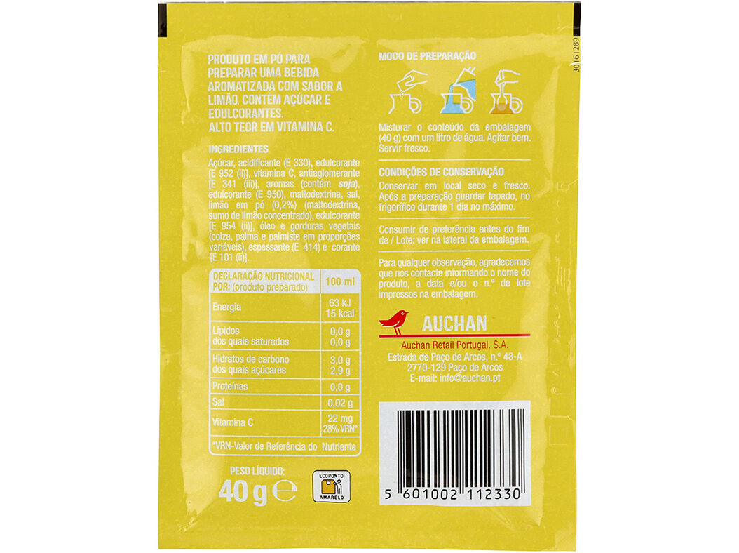 BEBIDA AUCHAN INSTANT&Acirc;NEA LIM&Atilde;O 40G image number 1