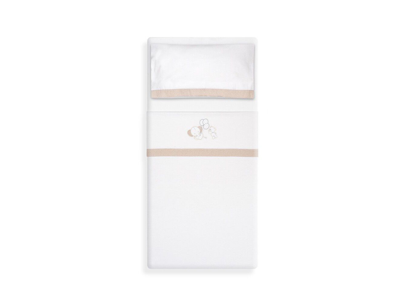 CONJUNTO DE LEN&Ccedil;OIS CAMA INTERBABY FLANELA BRANCO/BEGE image number 1