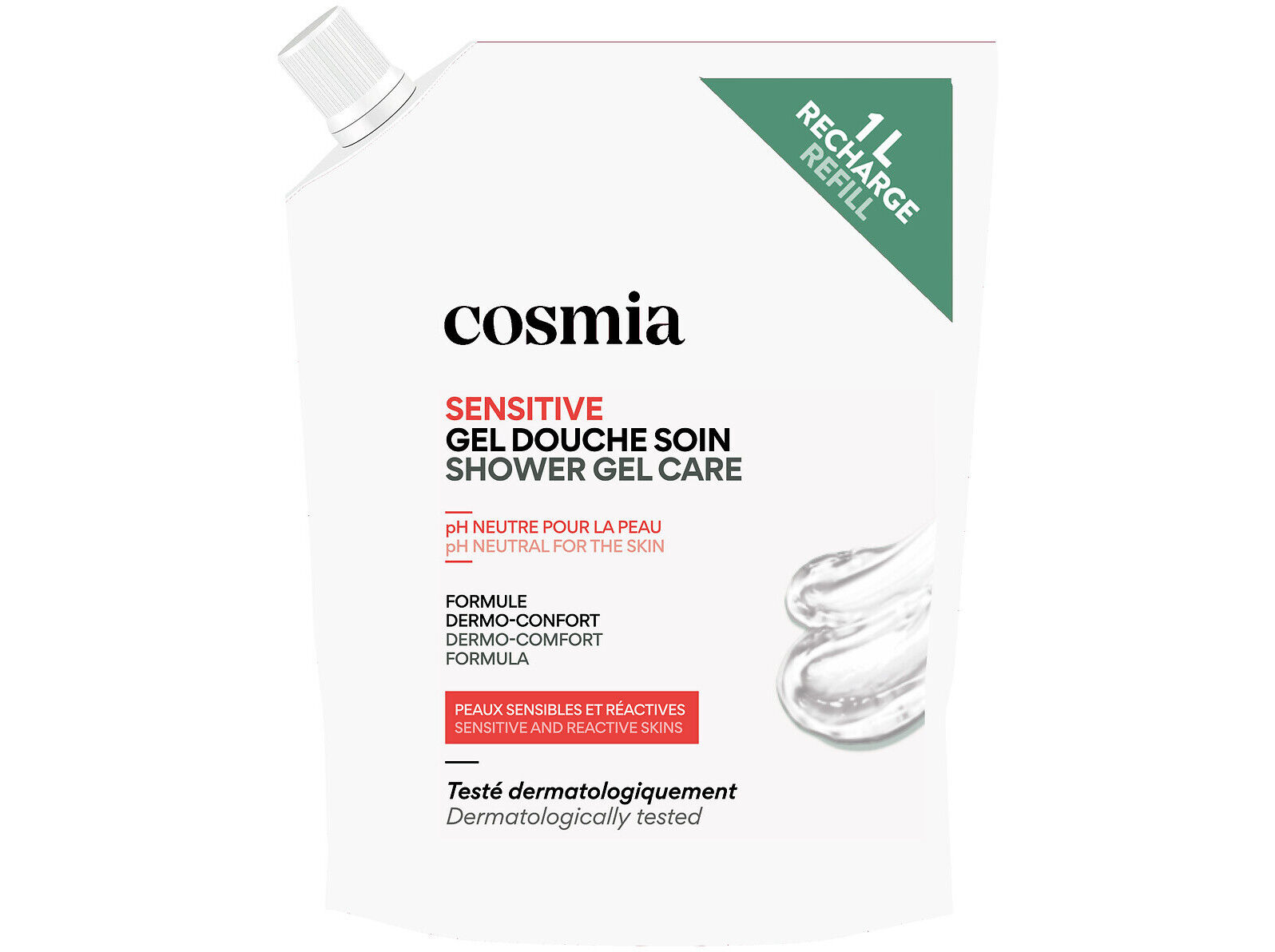 GEL DE BANHO COSMIA RECARGA SENSITIVE PELES SENS&Iacute;VEIS E REATIVAS 1L image number 0