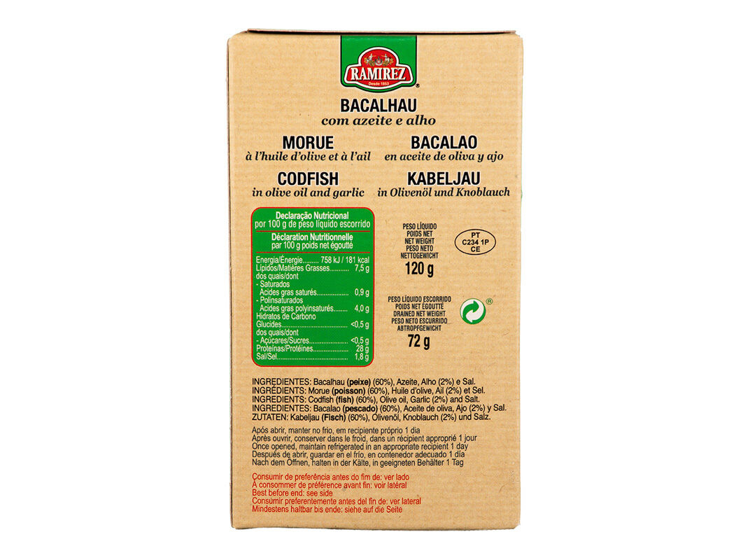 BACALHAU &Agrave; PORTUGUESA RAMIREZ C/AZEITE E ALHO 120(72)G image number 1