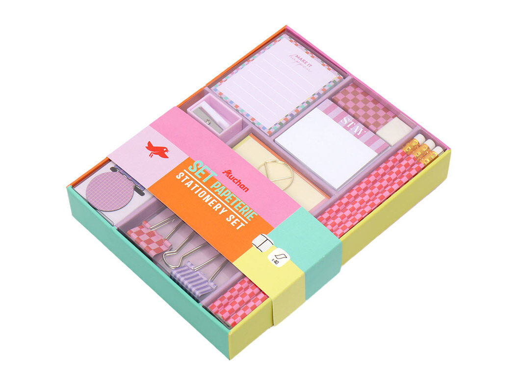 CONJUNTO DE PAPELARIA AUCHAN VINTAGE PALETTE