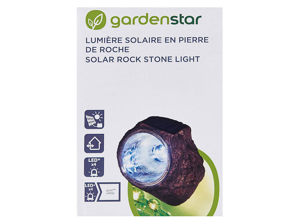 LAMPADA LED SOLAR GARDENSTAR FORMA ROCHA