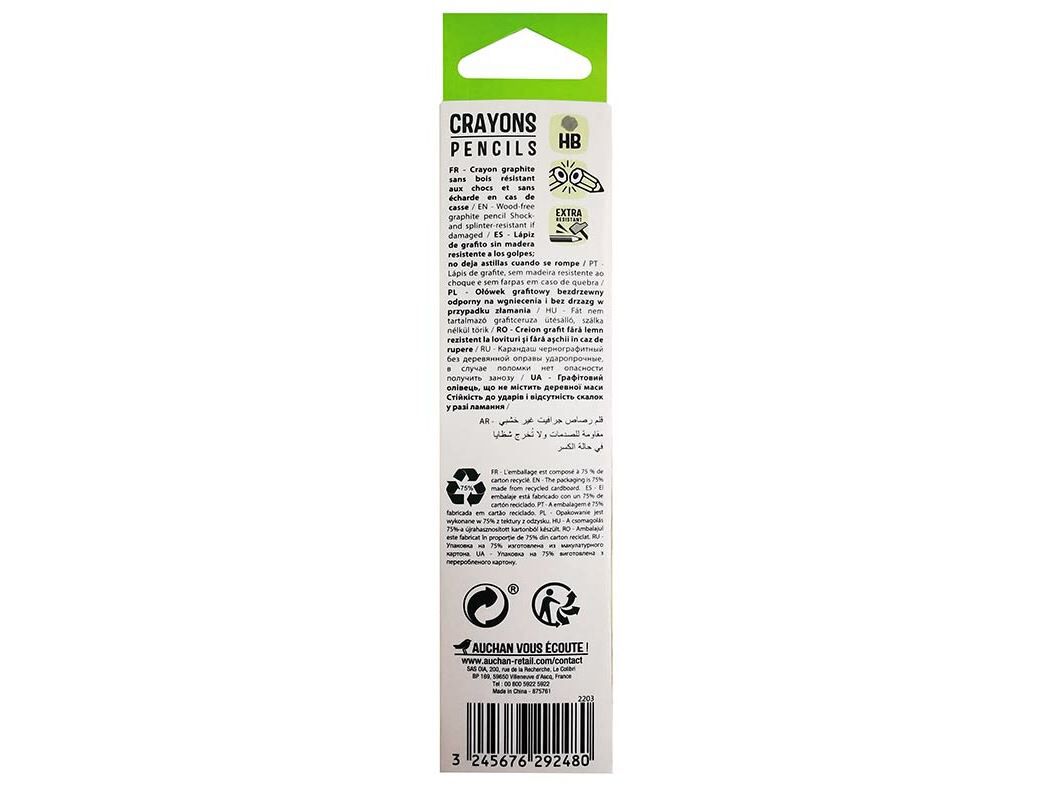 CONJUNTO DE 3 L&Aacute;PIS AUCHAN GRAFITE HB image number 2