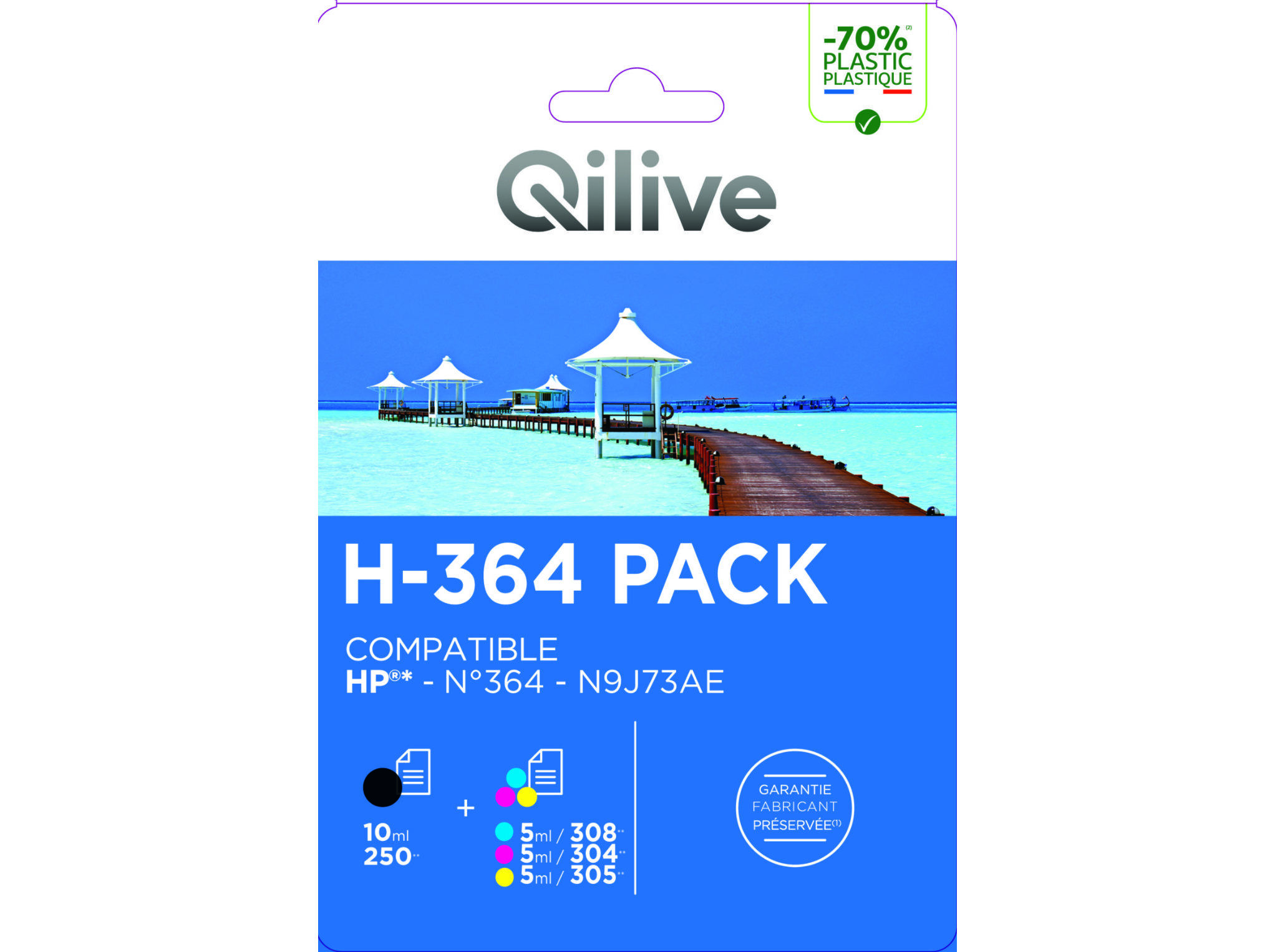 PACK TINTEIROS QILIVE COMPAT&Iacute;VEL HP 364 PRETO E COR