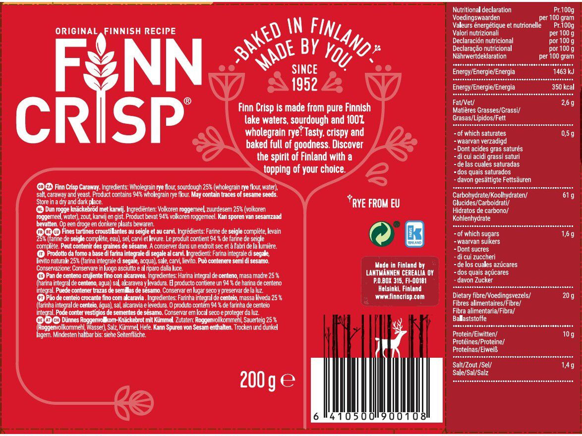 TOSTAS ALCARAVIA FINN CRISP THIN & CRISPY 200G image number 1