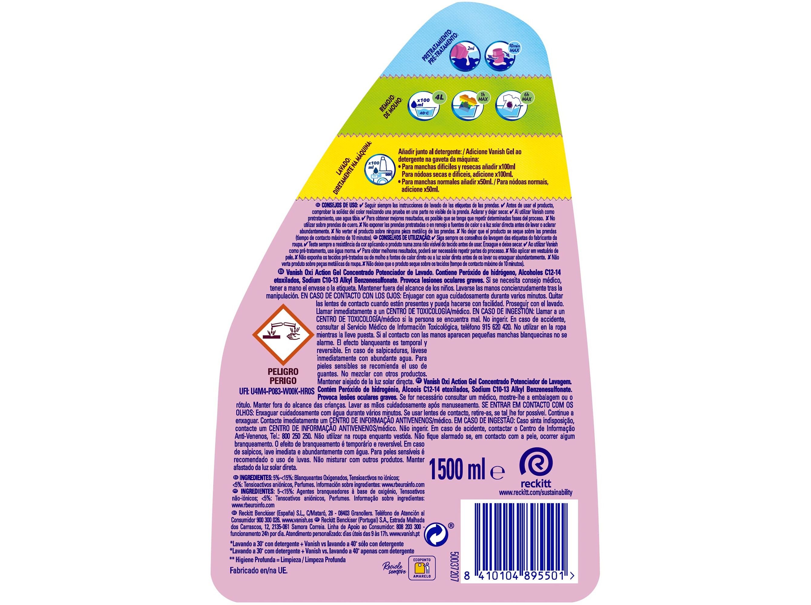 ADITIVO TIRA N&Oacute;DOAS GEL OXI ADVANCE BRANCOS VANISH 1500ML image number 1