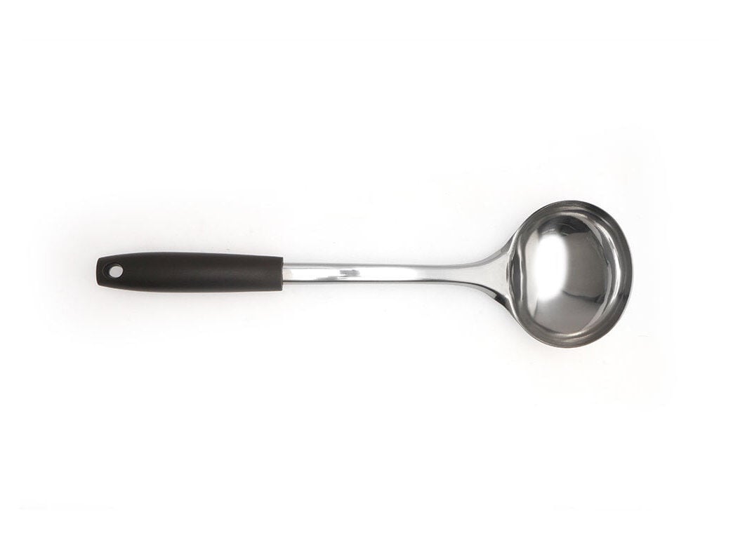 CONCHA ACTUEL EM INOX COM CABO DE PL&Aacute;STICO CASTANHO