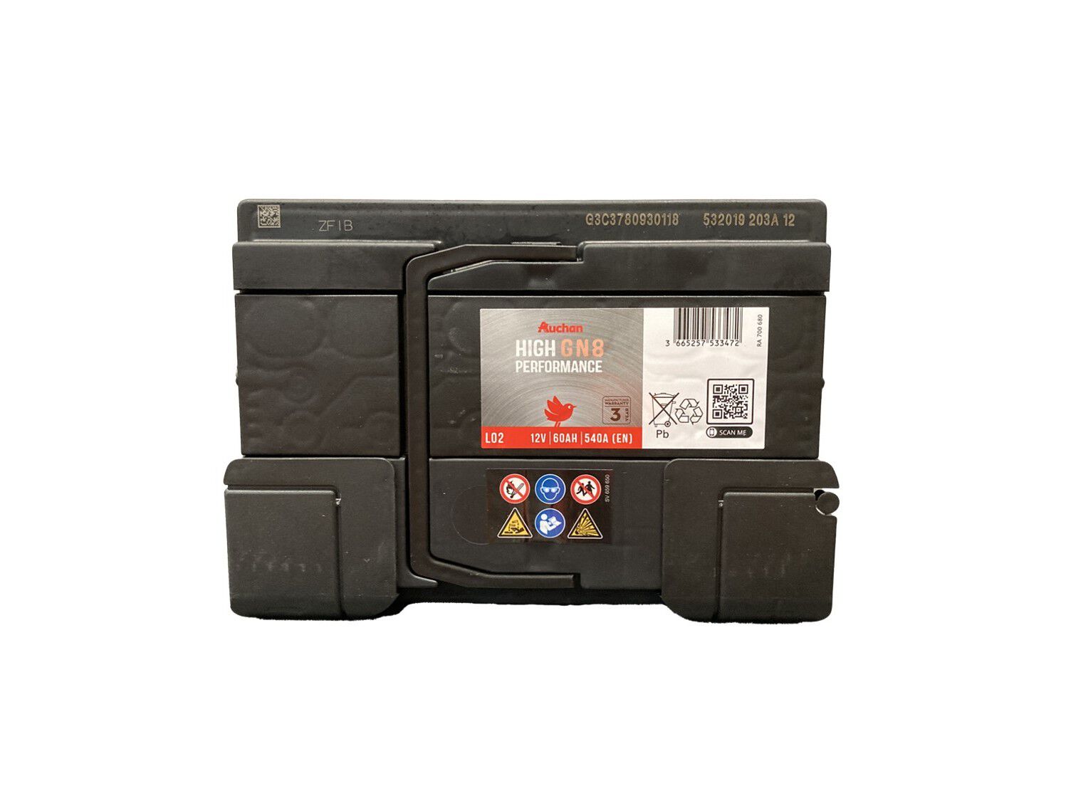 BATERIA AUTO AUCHAN GN8 60AH/540A image number 1