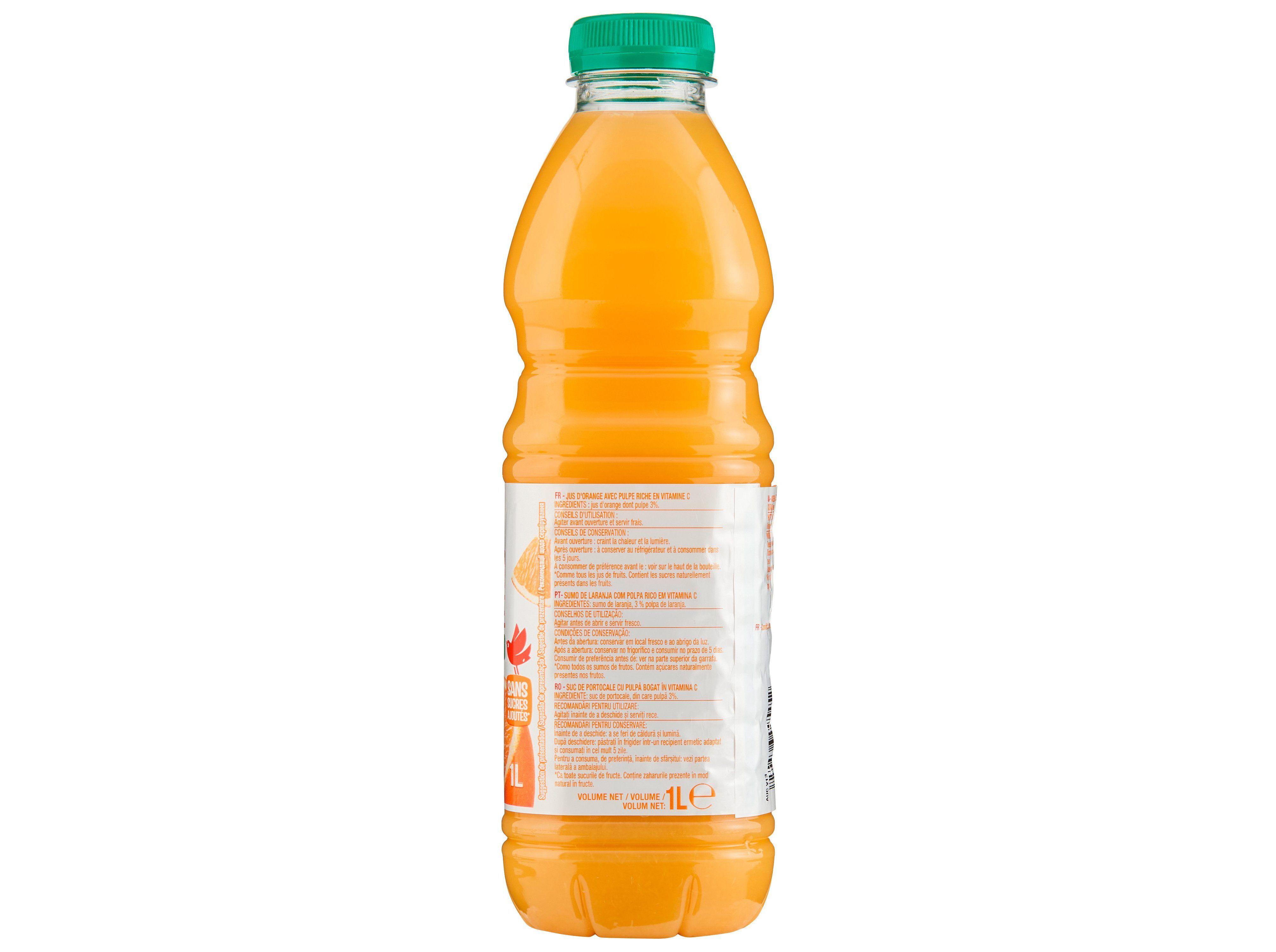 SUMO AUCHAN 100% LARANJA COM POLPA 1L image number 1