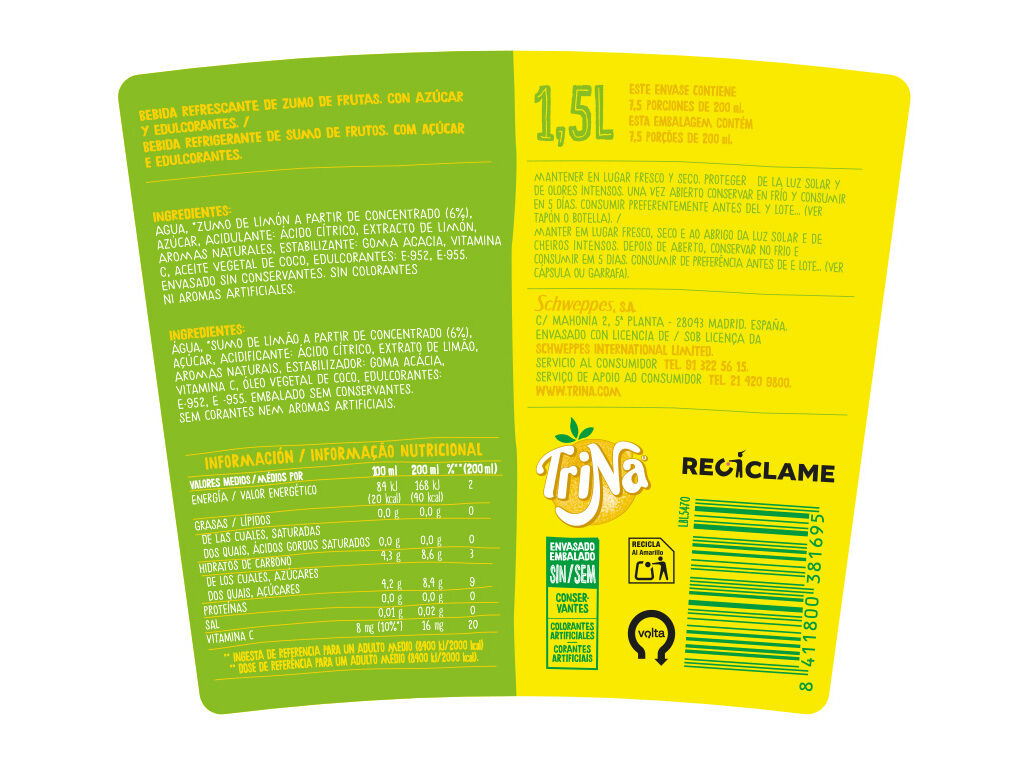 REFRIGERANTE S/G&Aacute;S TRINA LIM&Atilde;O PET SHINE 1.5L (SDR) image number 1