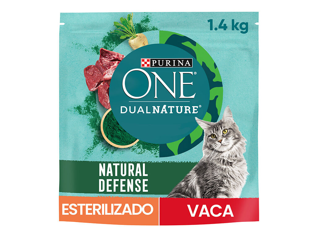 RA&Ccedil;&Atilde;O PARA GATO PURINA ONE DUAL NATURE ESTERILIZADO COM VACA 1.4KG image number 0