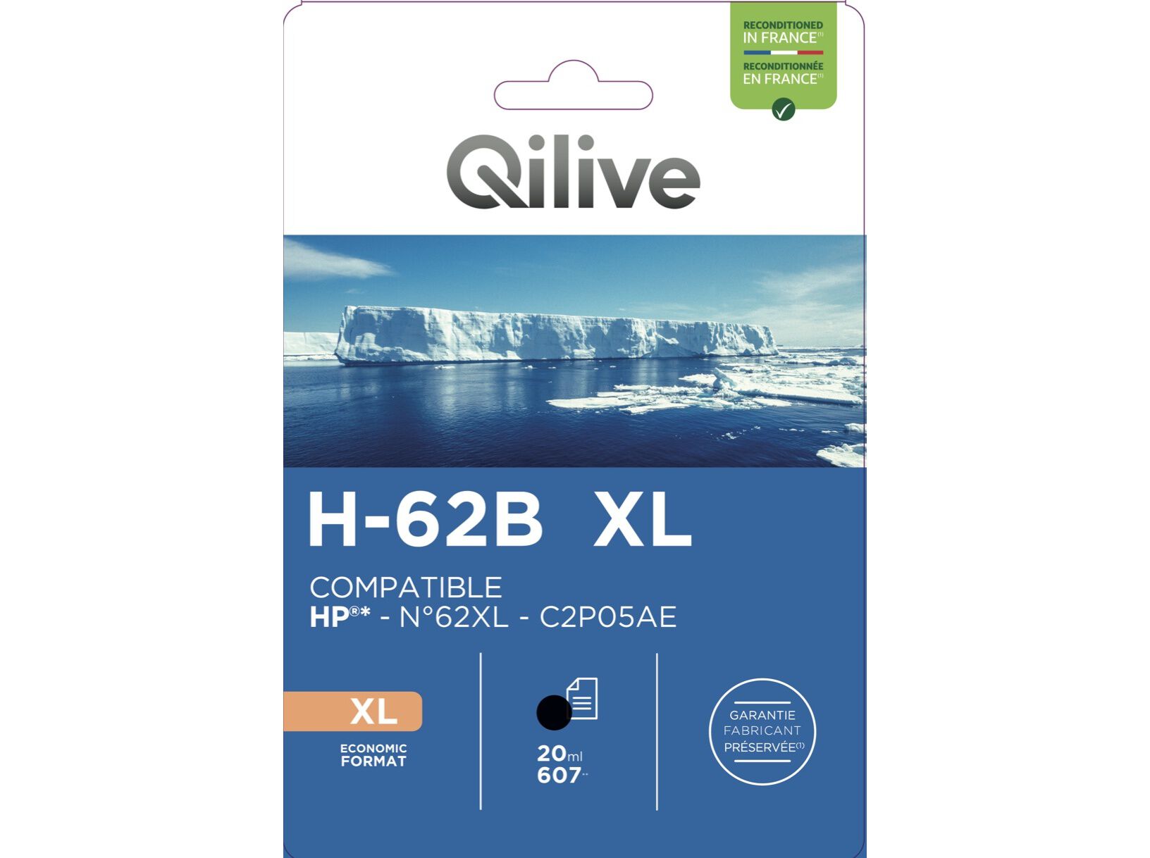 TINTEIRO COMPAT/ RECICL QILIVE HP 62 XL 25891 PRETO
