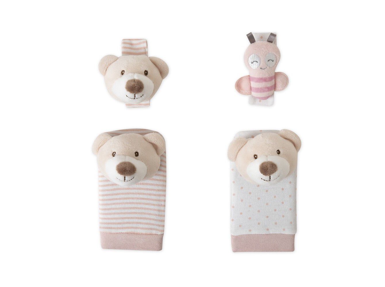 CHOCALHOS DE M&Atilde;O E P&Eacute; INTERBABY URSO ROSA image number 1