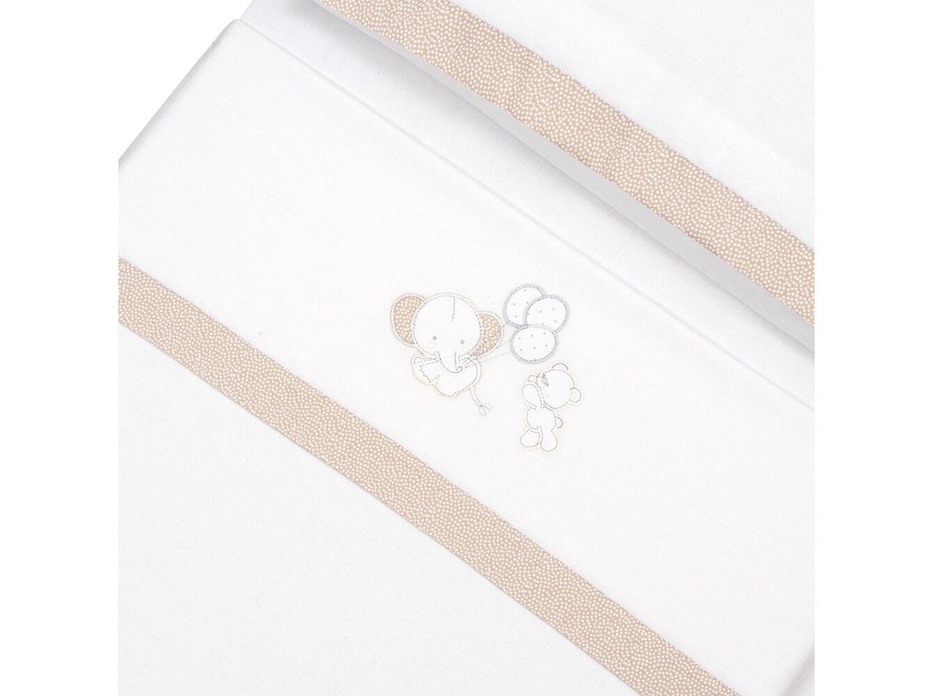 CONJUNTO DE LEN&Ccedil;OIS CAMA INTERBABY FLANELA BRANCO/BEGE image number 2