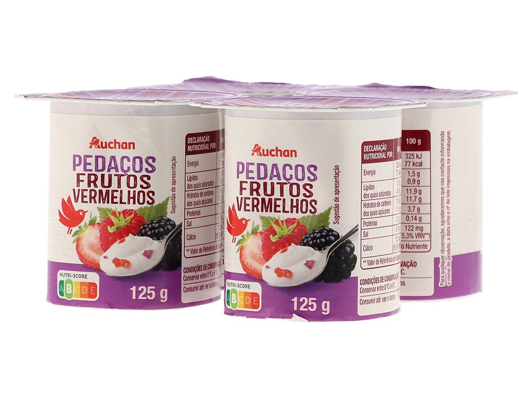 IOGURTE AUCHAN PEDA&Ccedil;OS FRUTOS VERMELHOS 4X125G image number 1