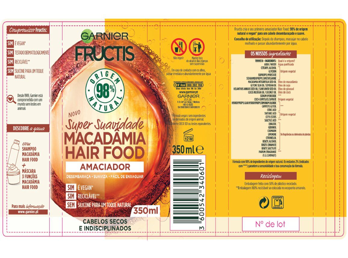 CONDICIONADOR FRUCTIS HAIR FOOD MACADAMIA 350ML image number 1