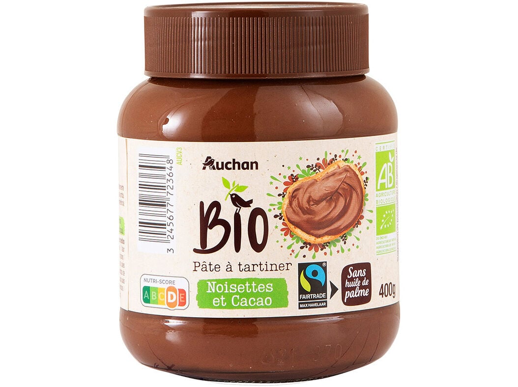 CREME PARA BARRAR AUCHAN BIO CACAU AVEL&Atilde;S 13% 400G image number 0