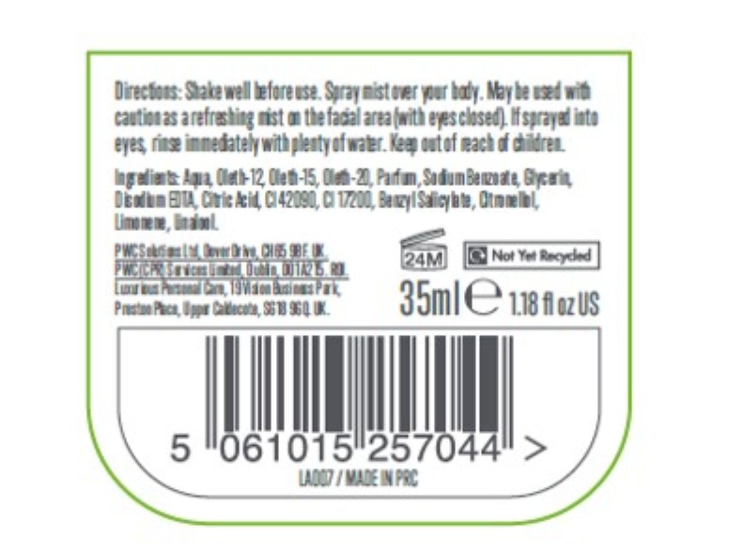 BODY MIST LA VIDA CARIBE&Ntilde;A TROPICAL NIGHTS 35ML image number 1