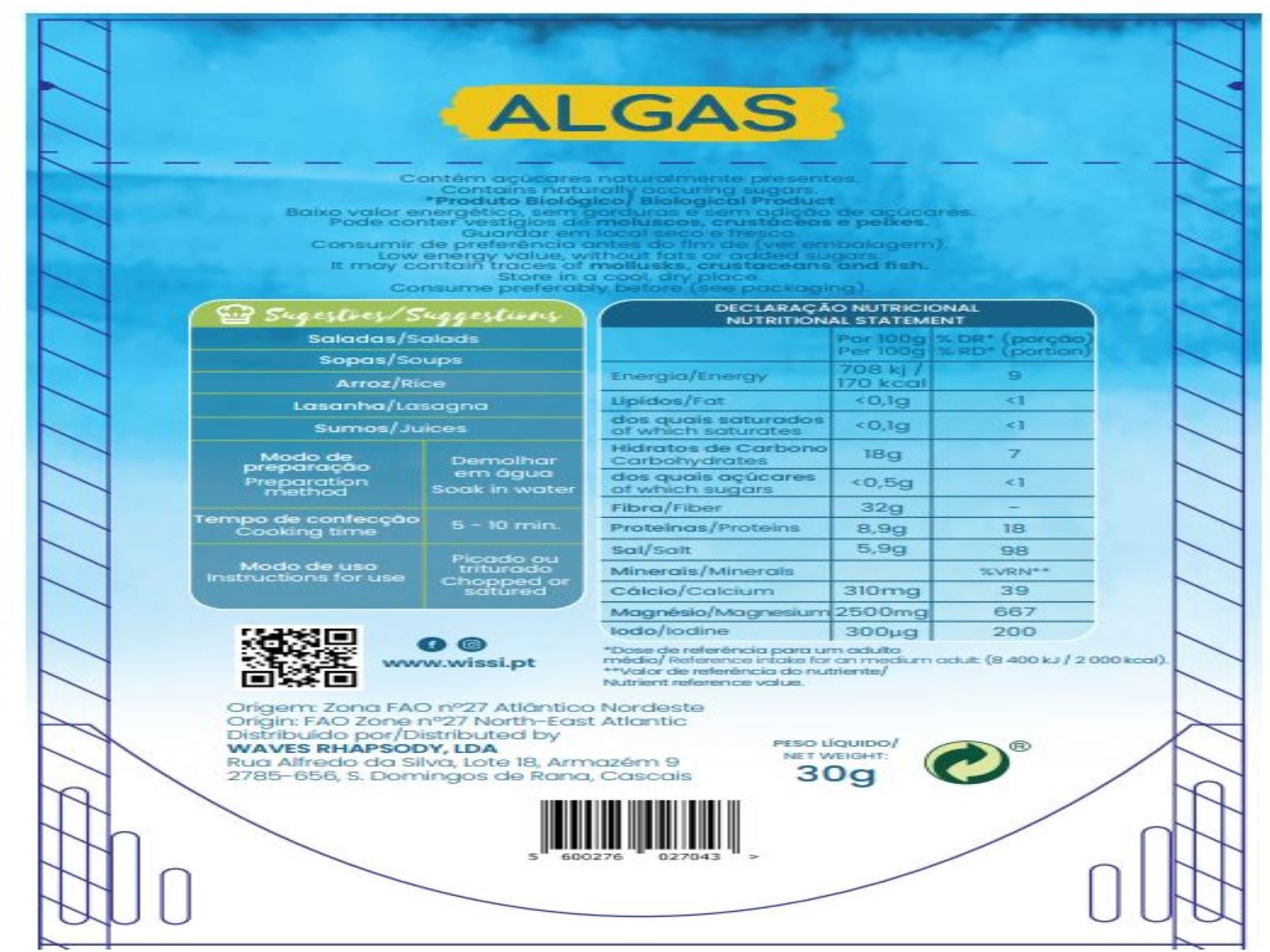 ALGAS WISSI ALFACE DO MAR BIO 30G image number 1