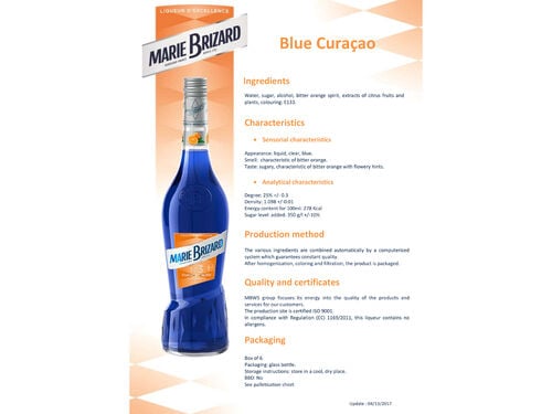 LICOR BLUE CURAÇAO MARIE BRIZARD 0.70L