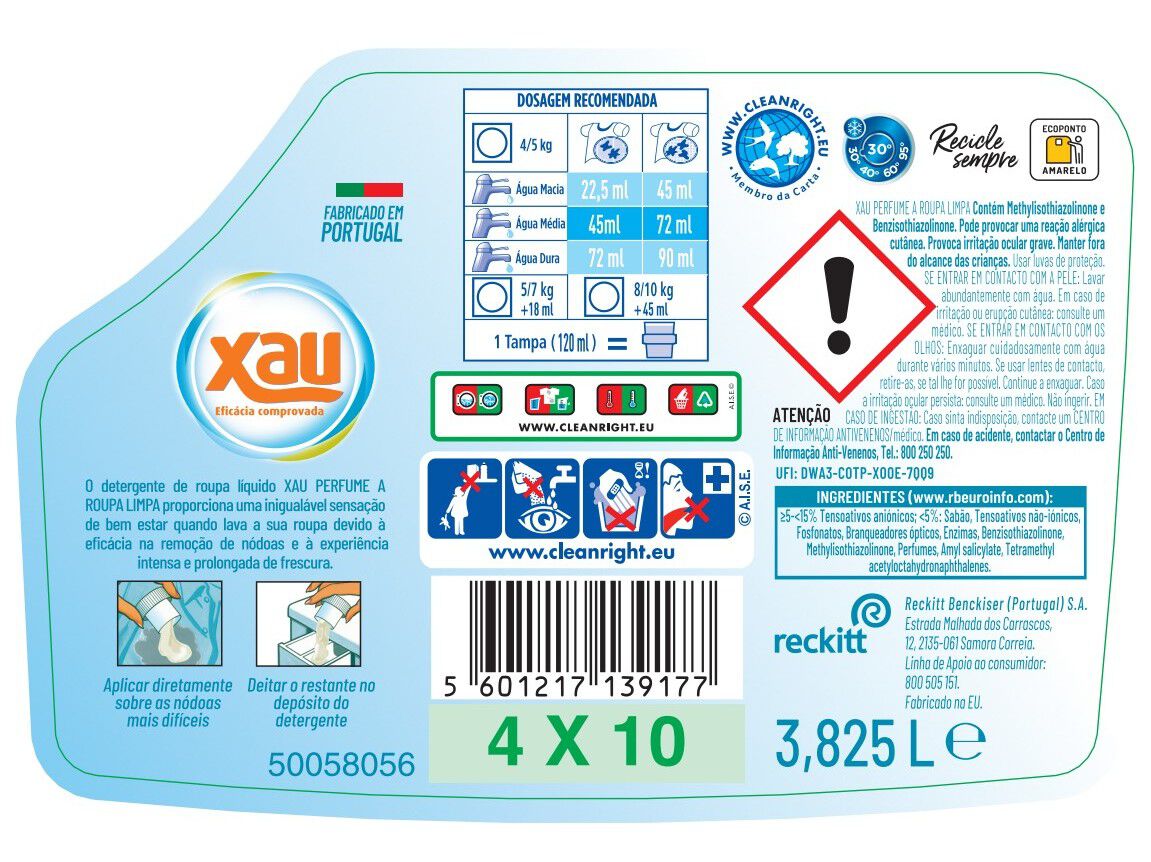 DETERGENTE ROUPA M&Aacute;QUINA L&Iacute;QUIDO XAU PERFUME A ROUPA LIMPA 85DOSES image number 1