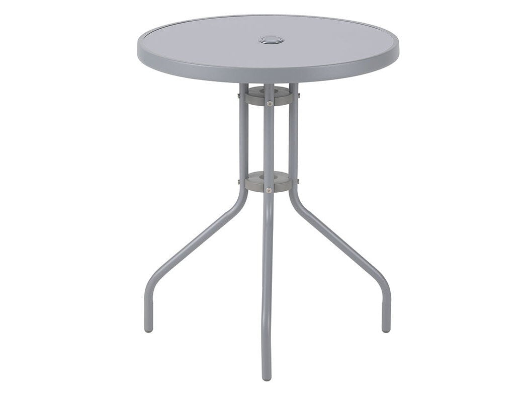 MESA GARDENSTAR A&Ccedil;O / VIDRO CINZENTO 60CM
