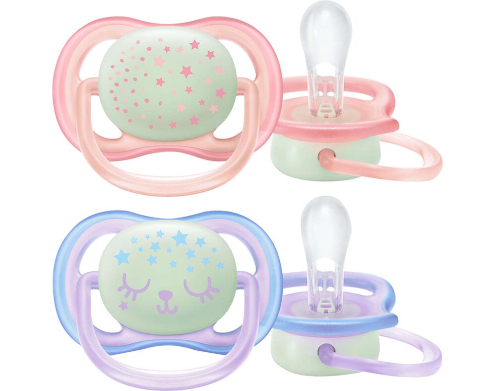 CHUPETA AVENT ULTRA AIR NOITE ROSA 0-6MESES 2UN