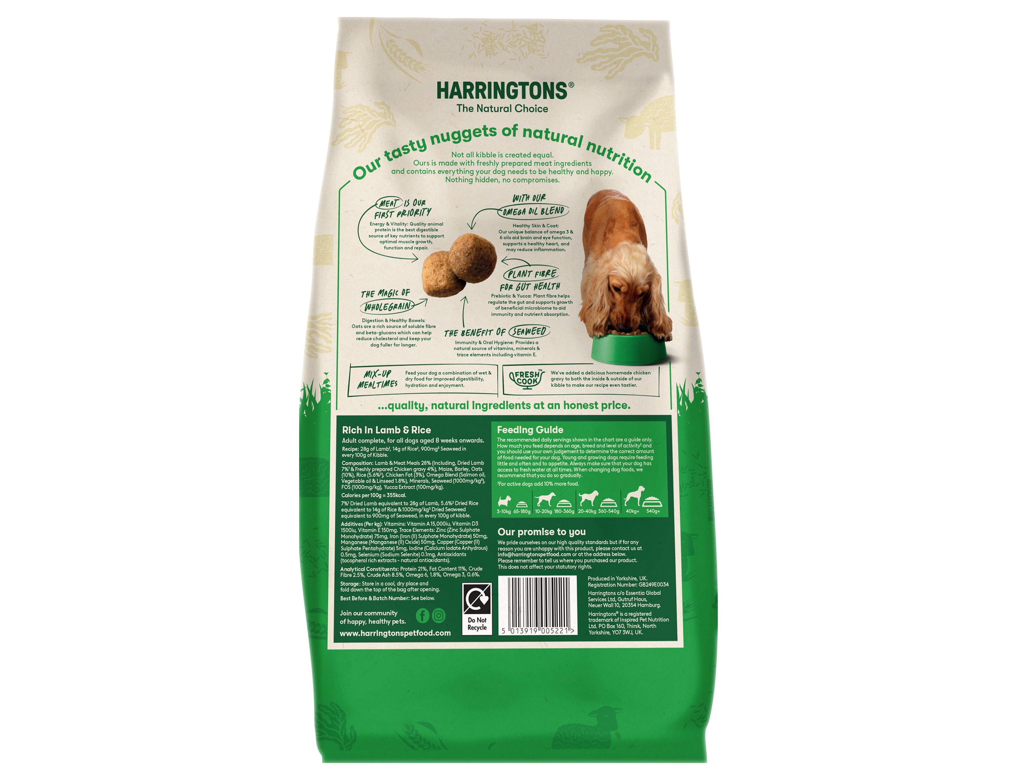 RA&Ccedil;&Atilde;O NATURAL PARA C&Atilde;O HARRINGTONS BORREGO E ARROZ 1.7KG image number 1