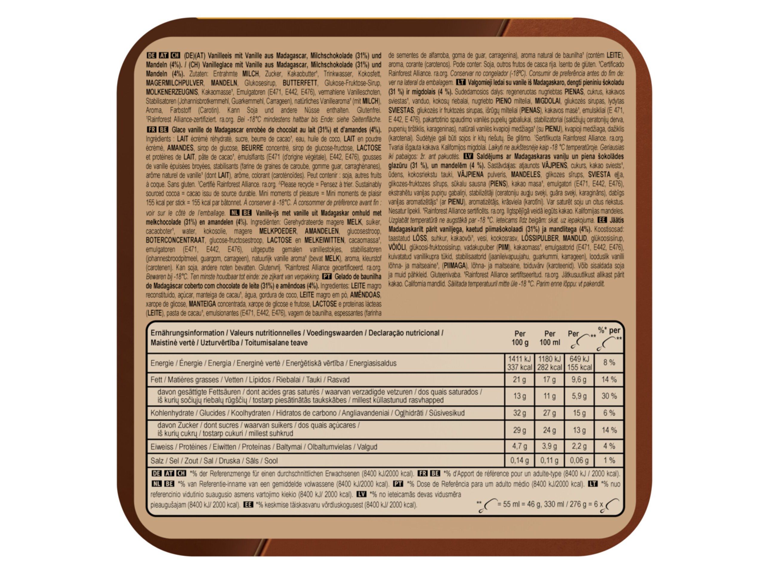 GELADO MAGNUM MULTIPACK MINI AM&Ecirc;NDOAS 6X55ML image number 1