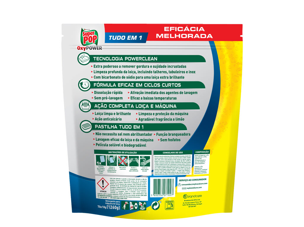 DETERGENTE LOI&Ccedil;A M&Aacute;QUINA SUPER POP OXYPOWER BICARBONATO E LIM&Atilde;O 70D image number 1