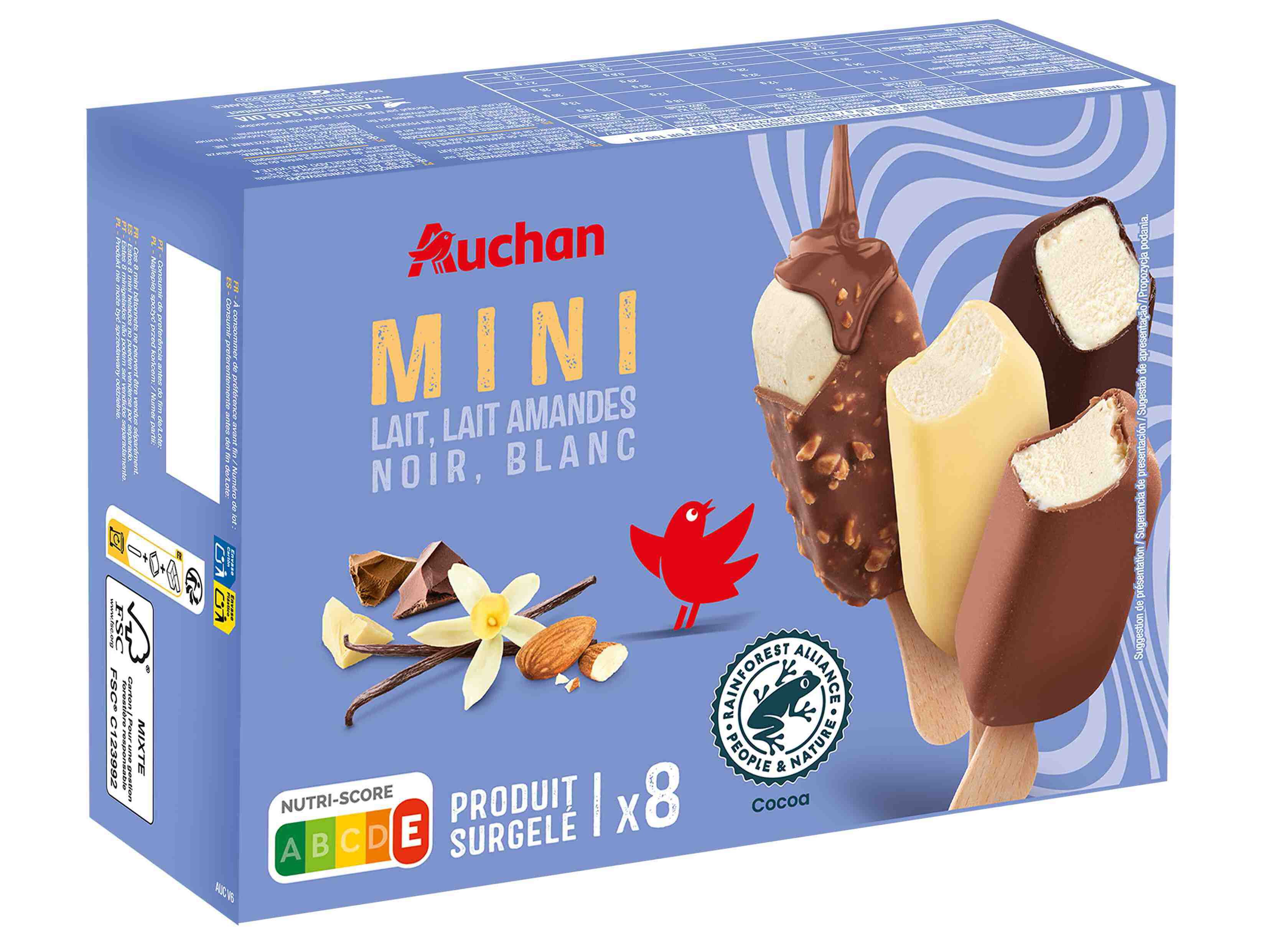 GELADO PALITO AUCHAN MINI SORTIDOS 8X45ML image number 1