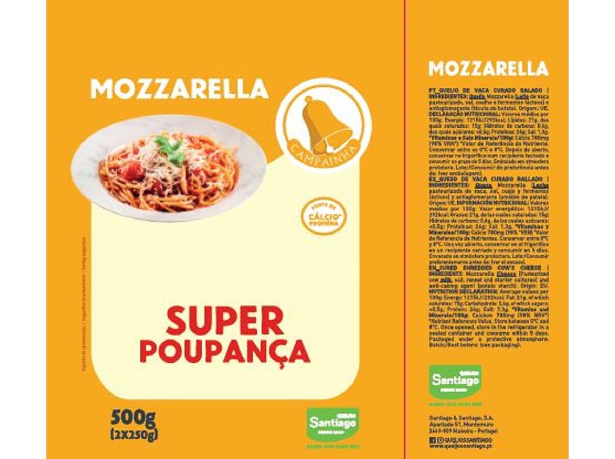 QUEIJO MOZZARELLA CAMPAINHA RALADO 2X250G image number 1