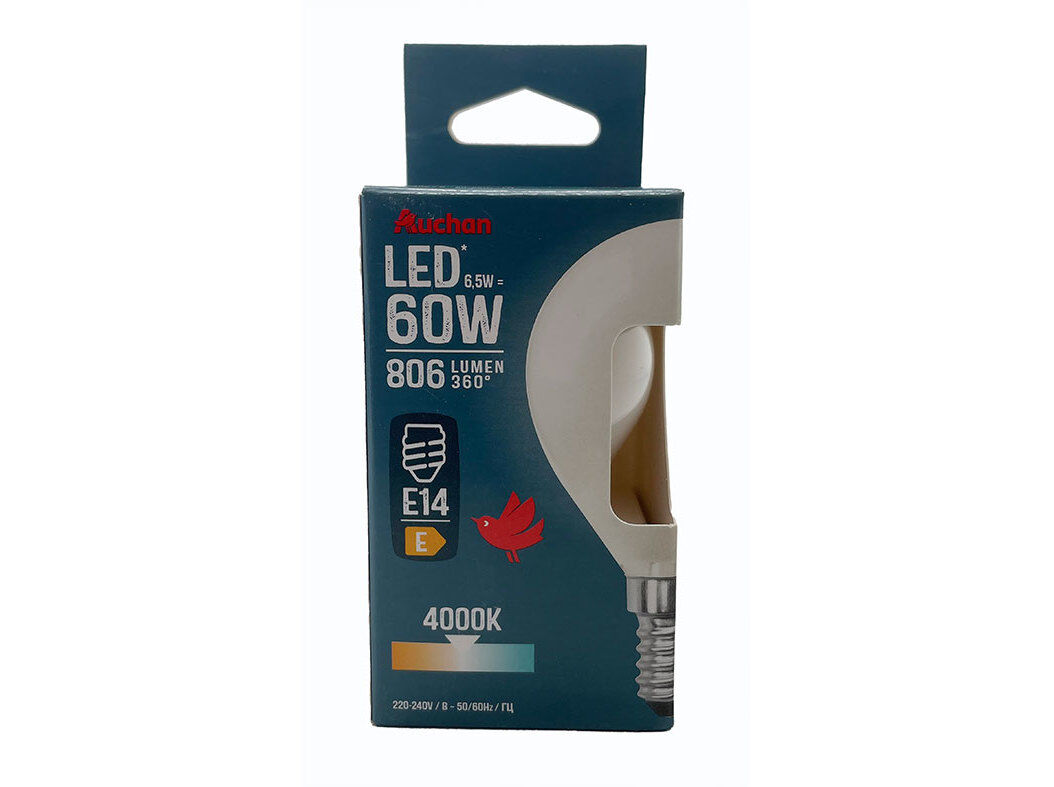L&Acirc;MPADA LED ESF&Eacute;RICA AUCHAN E14 60W LUZ BRANCA image number 0