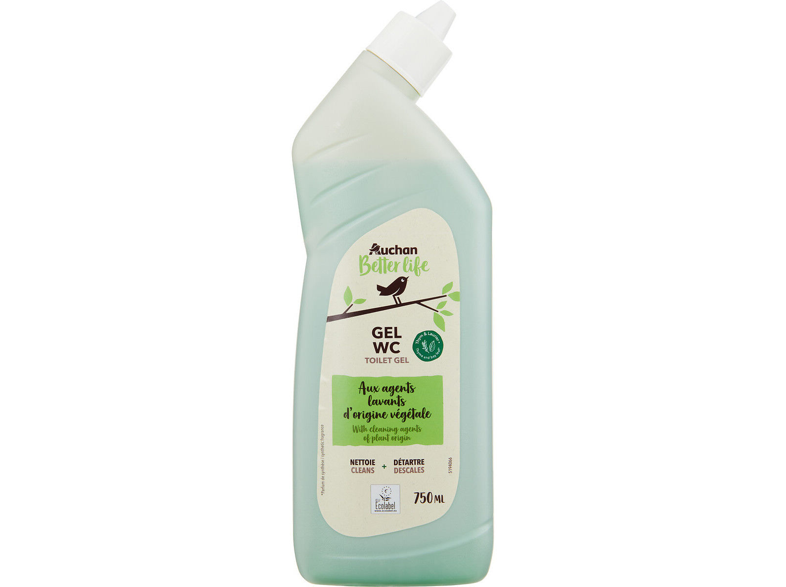GEL SANIT&Aacute;RIO AUCHAN BETTER LIFE TOMILHO E LOURO 750ML