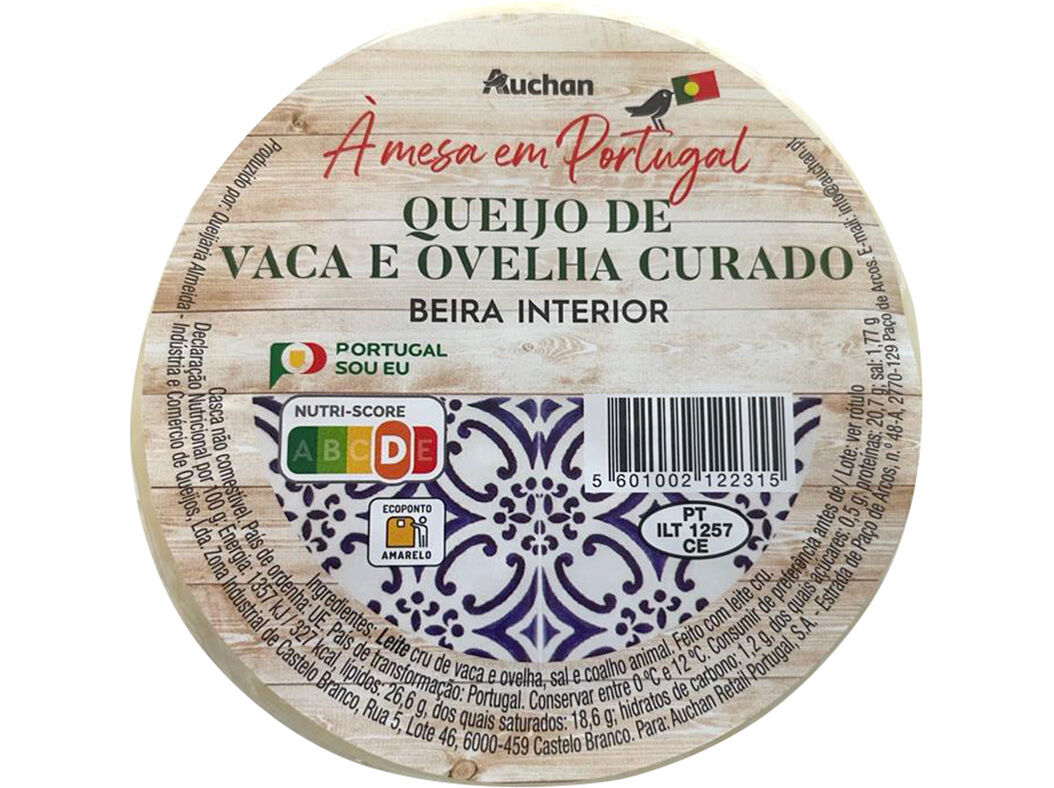 QUEIJO MISTURA AUCHAN &Agrave; MESA EM PORTUGAL VACA E OVELHA CURADO UN image number 0