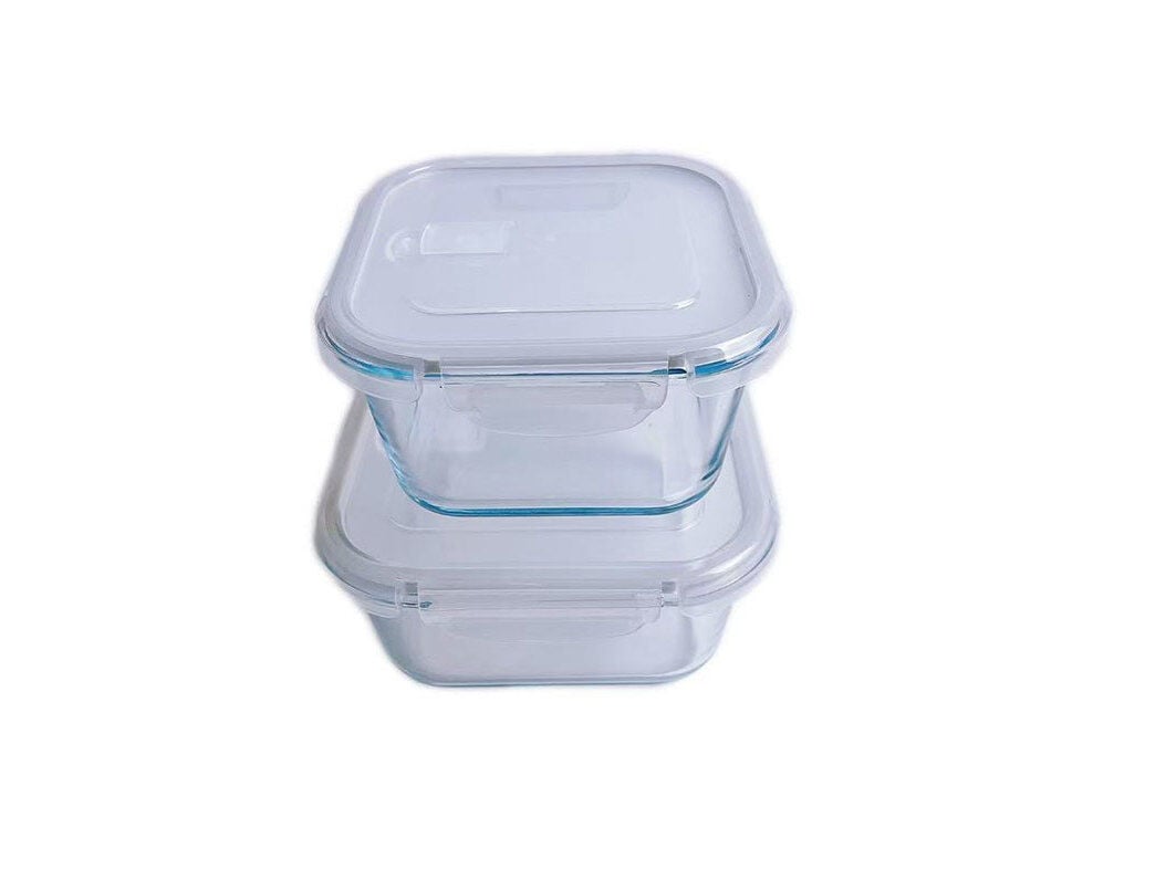 CONJUNTO DE 2 CAIXAS HERM&Eacute;TICA ACTUEL VIDRO QUADRADAS 1.4L+0.95L image number 0