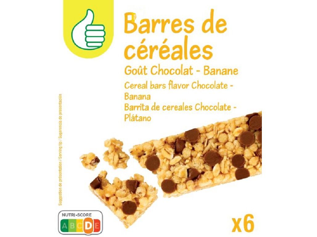 BARRAS DE CEREAIS POLEGAR CHOCOLATE LEITE E BANANA 126G 6UN