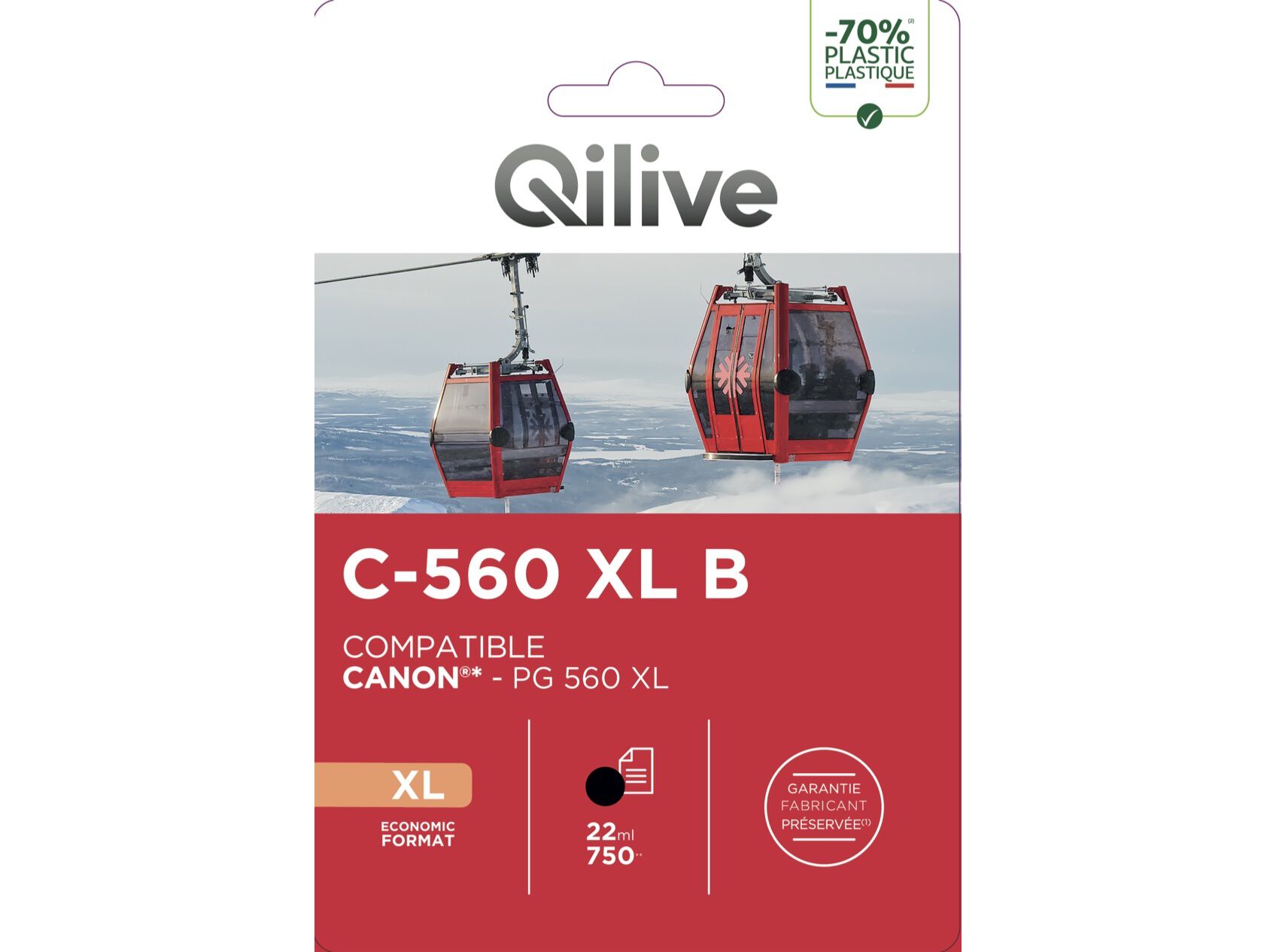 TINTEIRO COMPATIVEL QILIVE CANON PG 560 XL BK 22ML image number 0