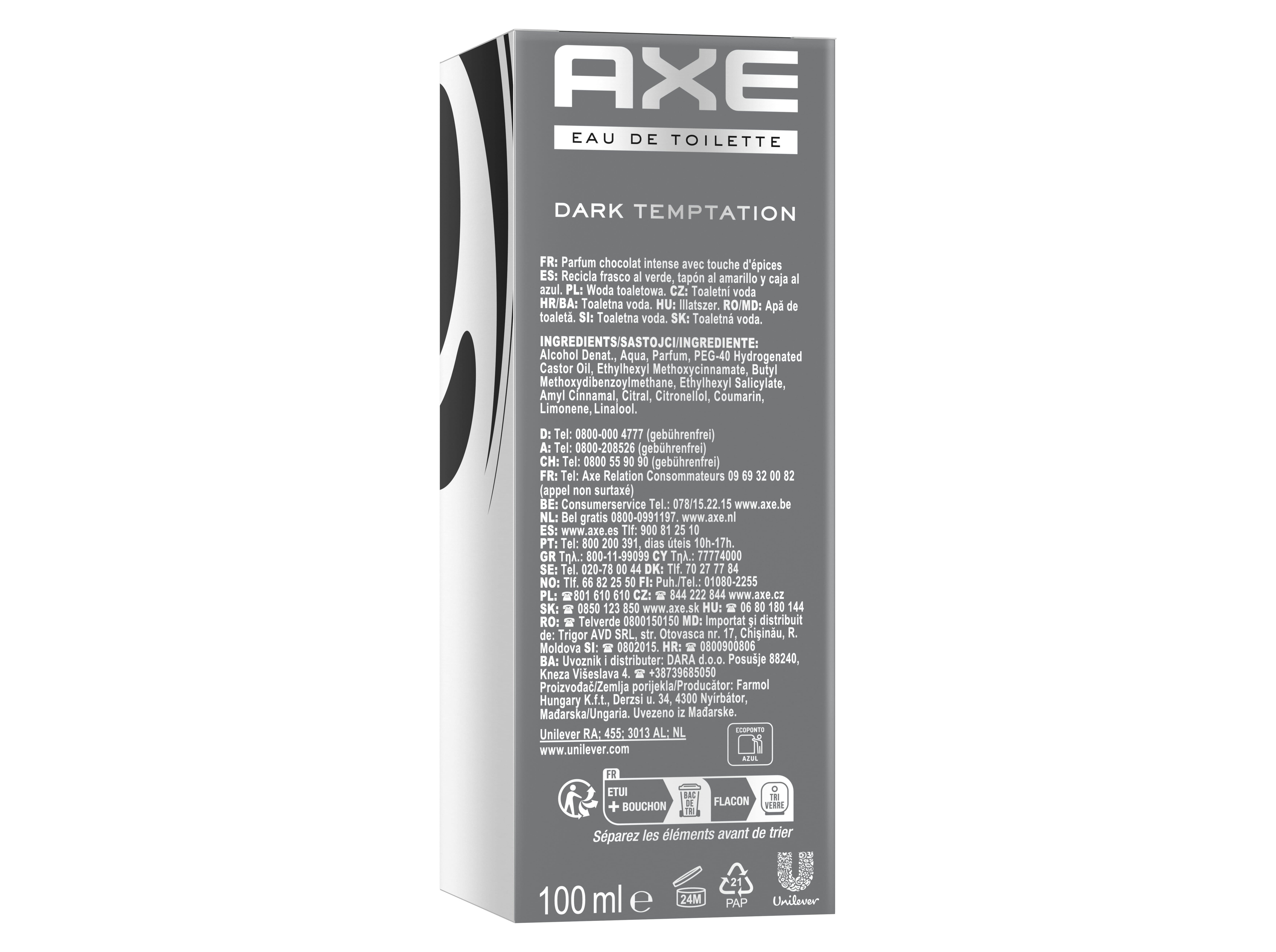 EAU DE TOILETTE HOMEM AXE DARK TEMPTATION 100ML image number 1