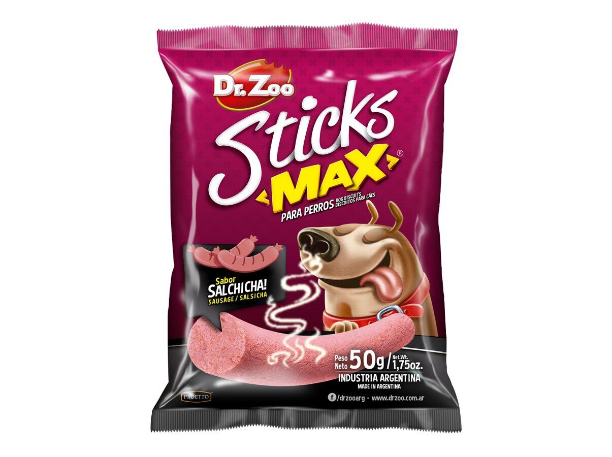 SNACK C&Atilde;O DR.ZOO STICKS SALSICHA 50G image number 1