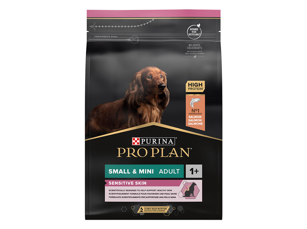 RA&Ccedil;&Atilde;O PARA C&Atilde;O PRO PLAN SMALL E MINI PARA PELE SENS&Iacute;VEL COM SALM&Atilde;O 3KG