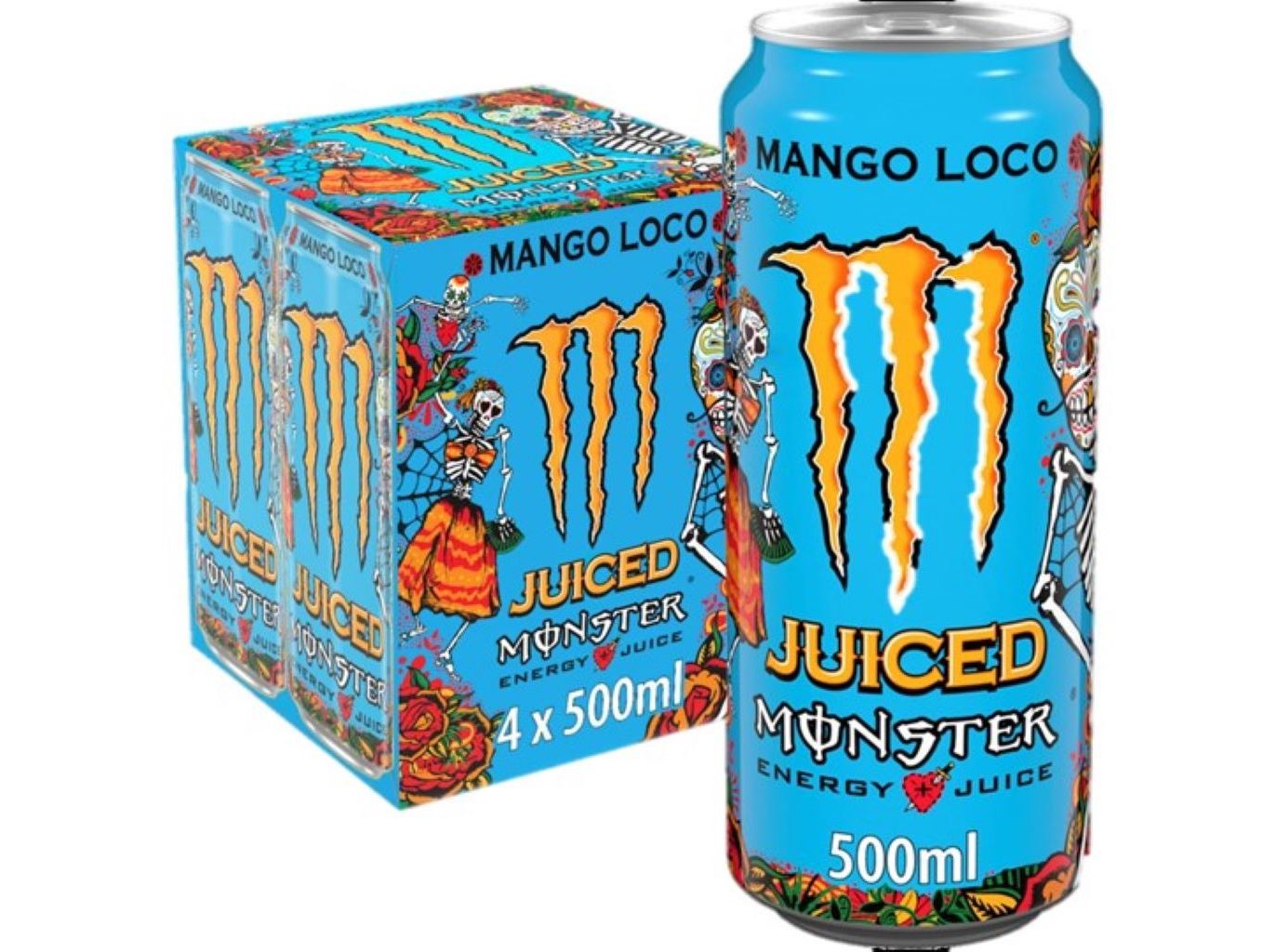 BEBIDAS ENERG&Eacute;TICA MONSTER MANGO LOCO 4X0.50L