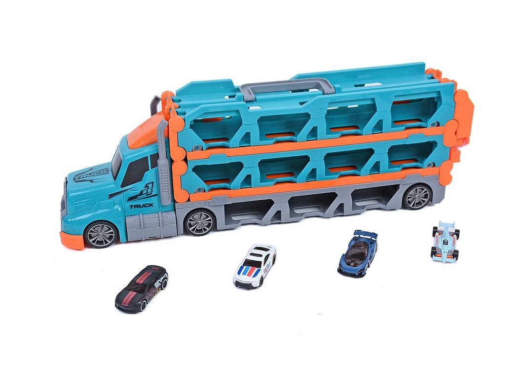 CAMI&Atilde;O COM ATRELADO ONE TWO FUN COM 4 CARROS MINIATURA image number 2