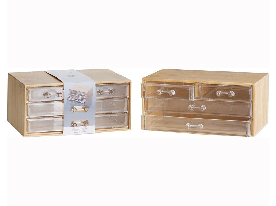 ORGANIZADOR DE MAKE UP EM BAMBU 23.3X15.2X10.1CM