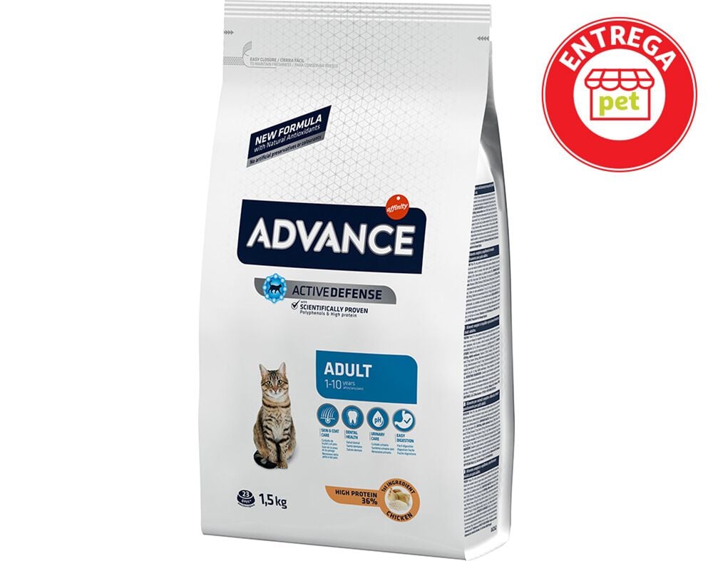 RA&Ccedil;&Atilde;O PARA GATO ADULTO ADVANCE COM FRANGO 1.5KG image number 1
