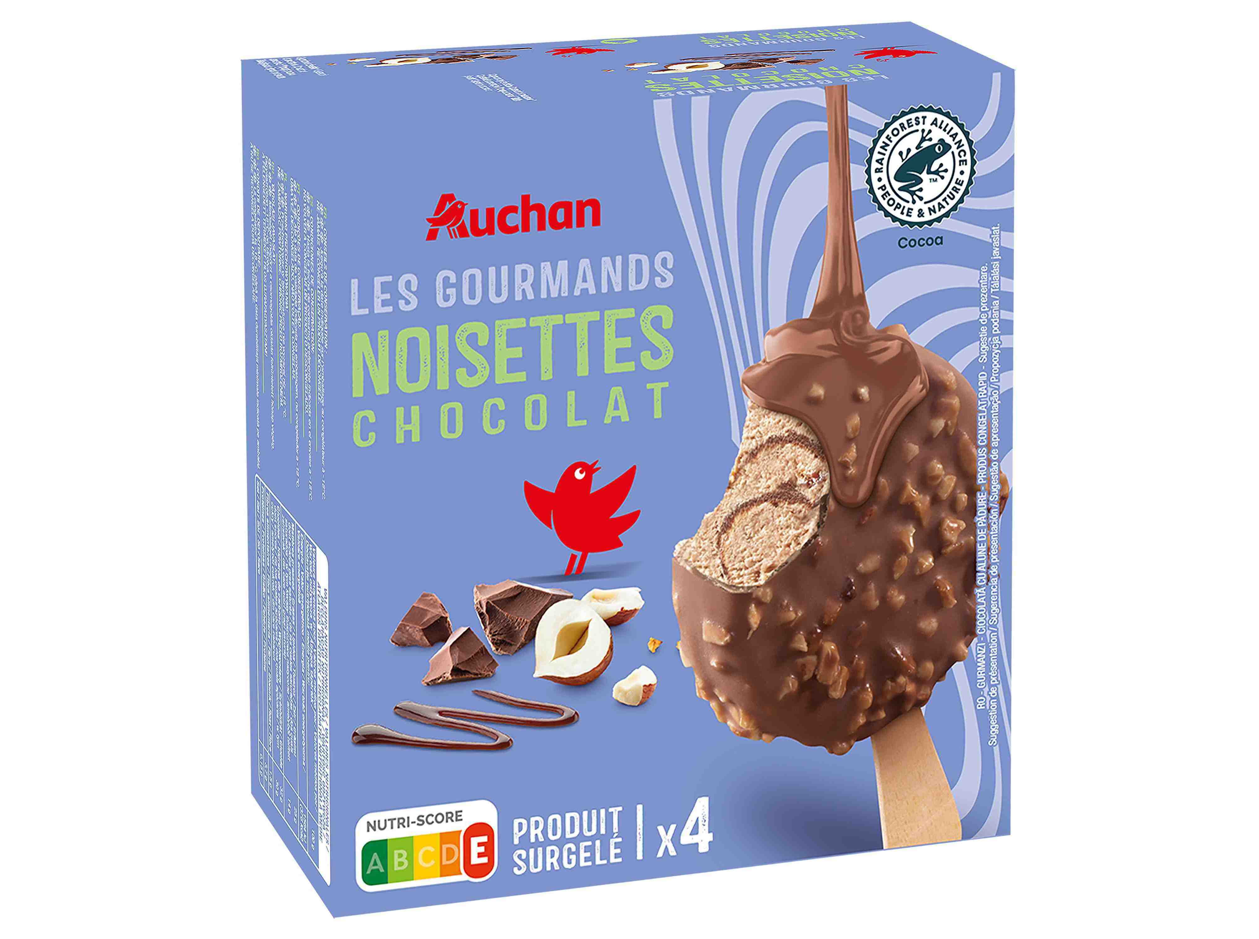 GELADO AUCHAN AVEL&Atilde; COM CHOCOLATE DE LEITE 4X70ML image number 1