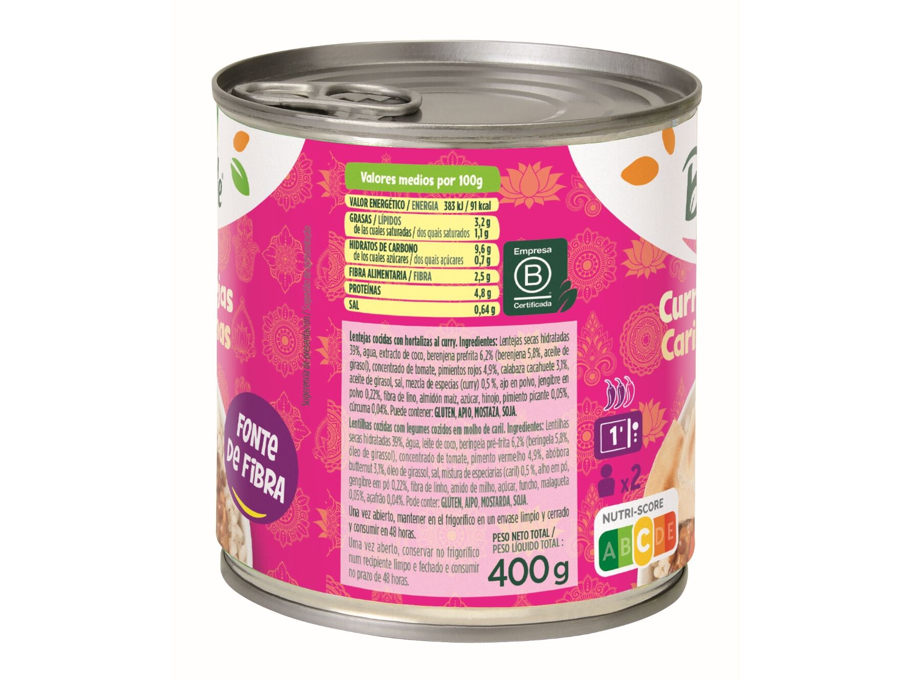 CARIL DE LENTILHAS BONDUELLE 400G image number 1